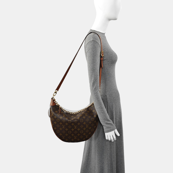 LOOP HOBO Monogram Coated Canvas Brown