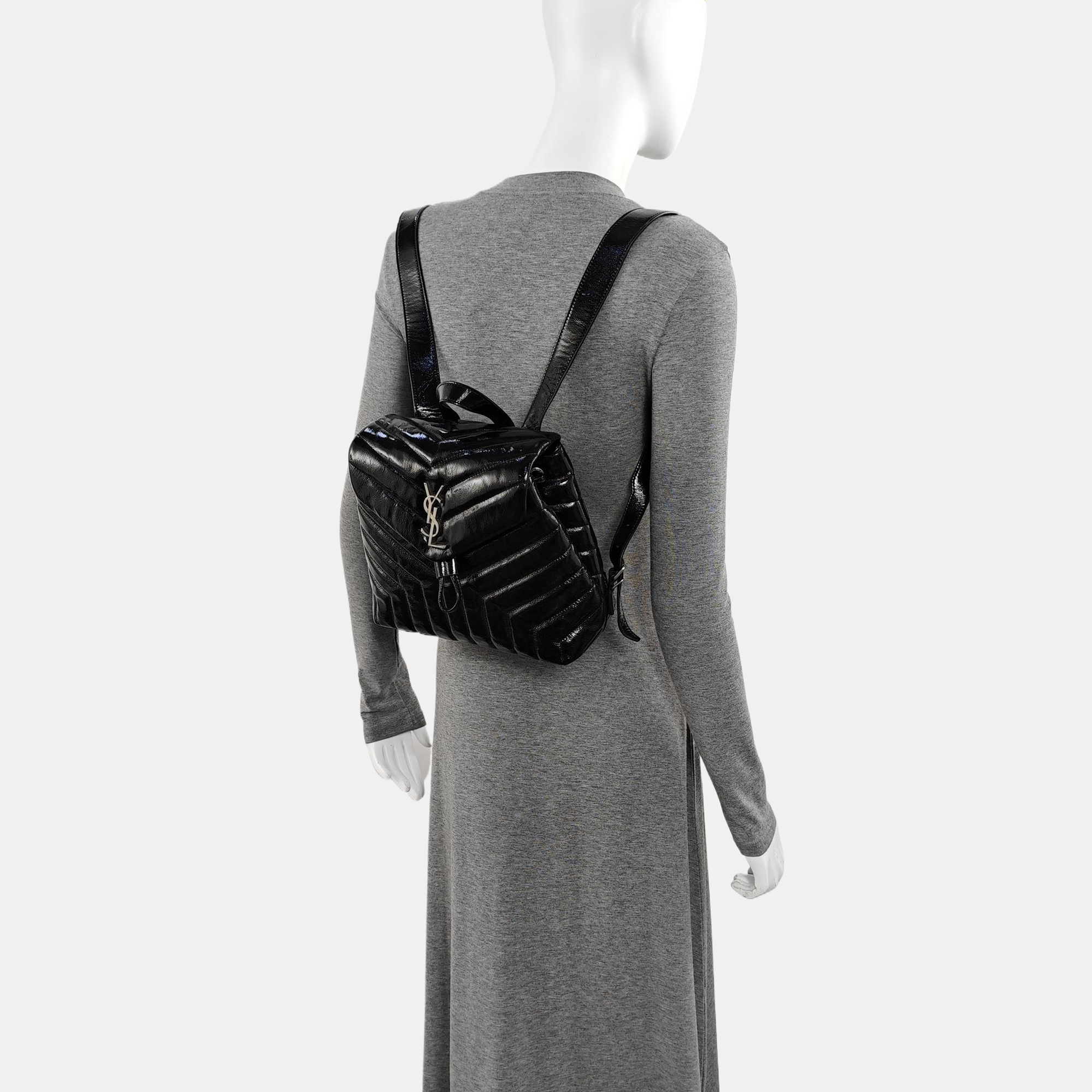 LOULOU Small Chevron Calfskin Black