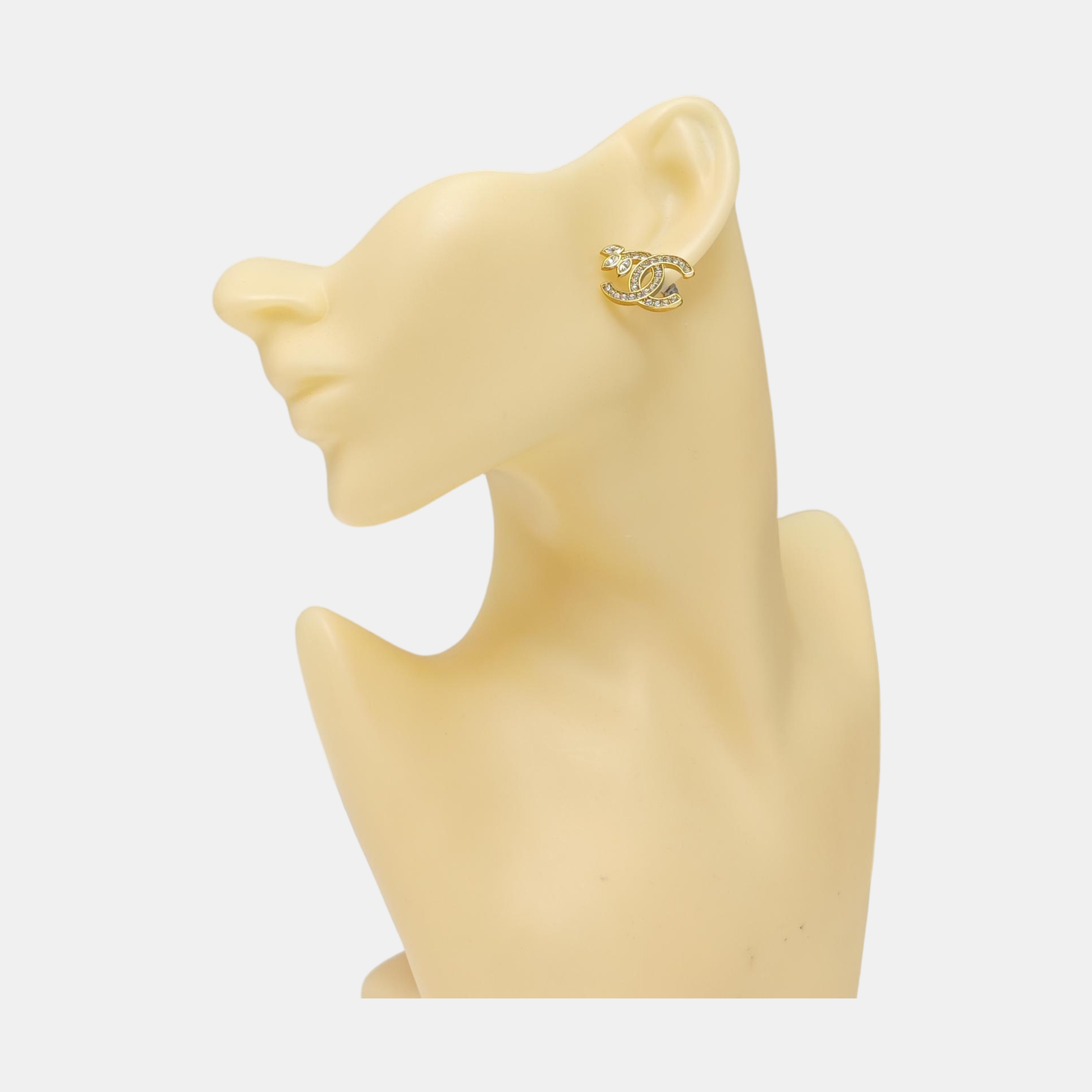 CC Logo Metal Gold Stud Earrings