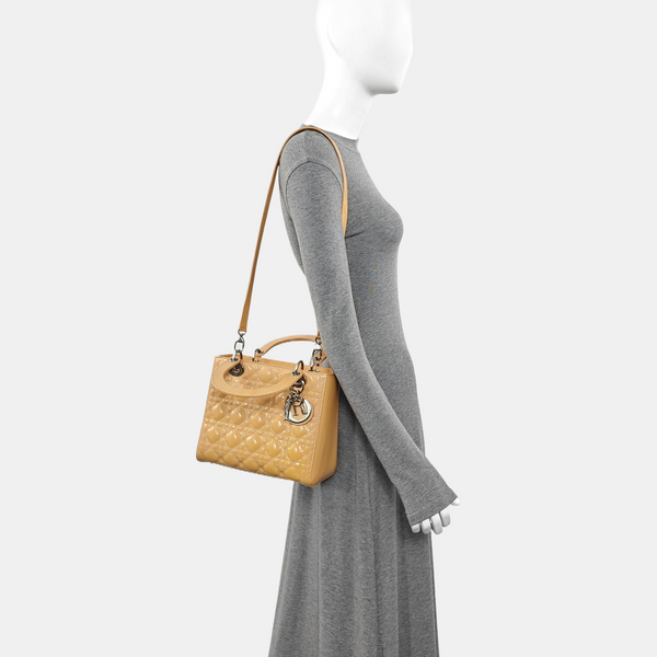Lady Dior Medium Cannage Patent Leather Yellow