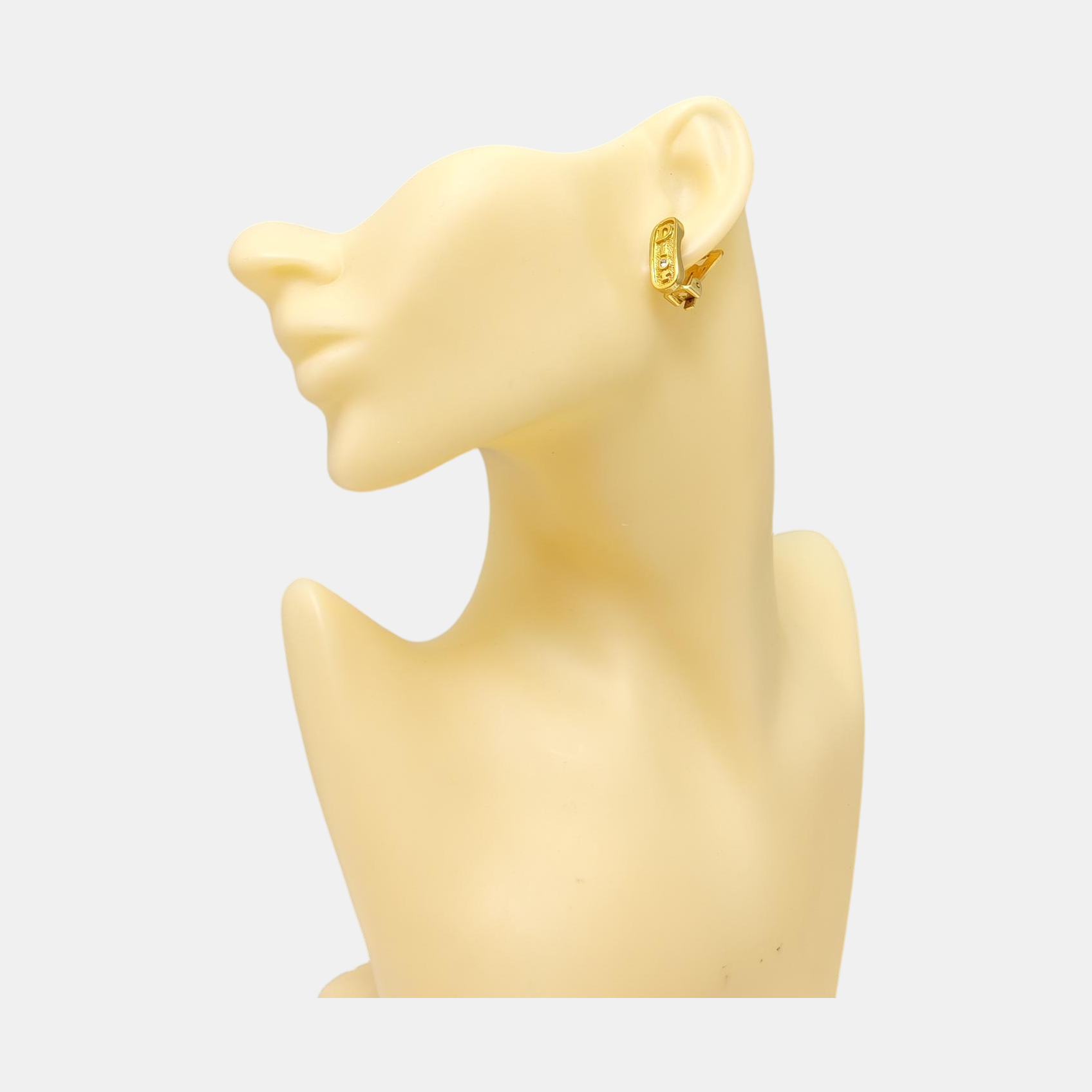Dog Tag Metal Gold Clip On Earrings