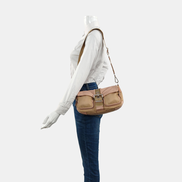 Nylon Shoulder Bag Beige