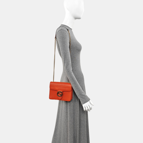 Interlocking G Small Calfskin Orange