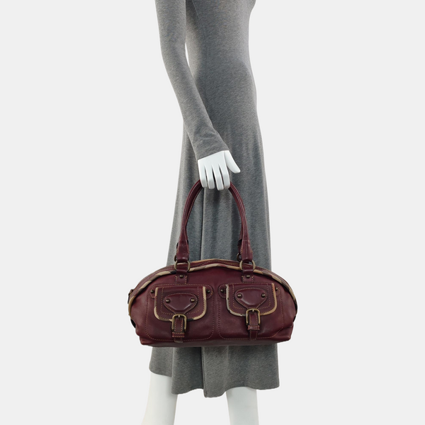 Calfskin Top Handle Bag Red