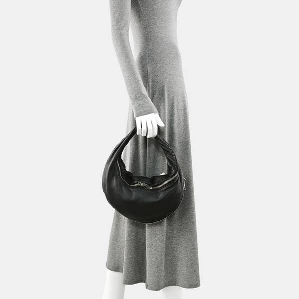 Leather Top Handle Bag Black