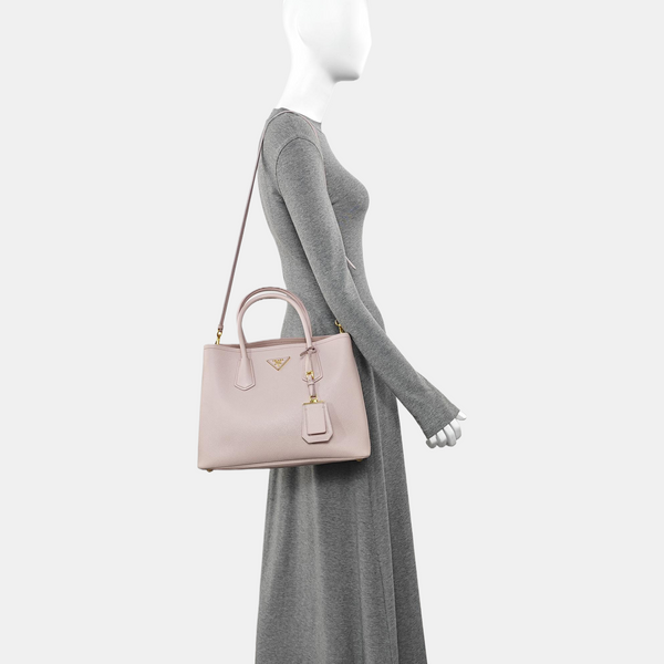 Double Medium Saffiano Calfskin Pink