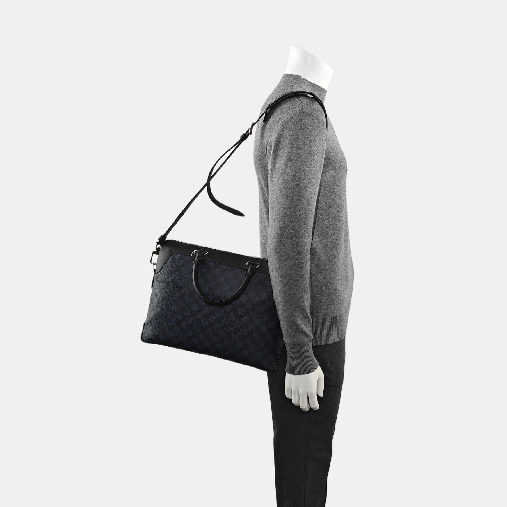 Damier Coated Canvas Crossbody Bag Blue