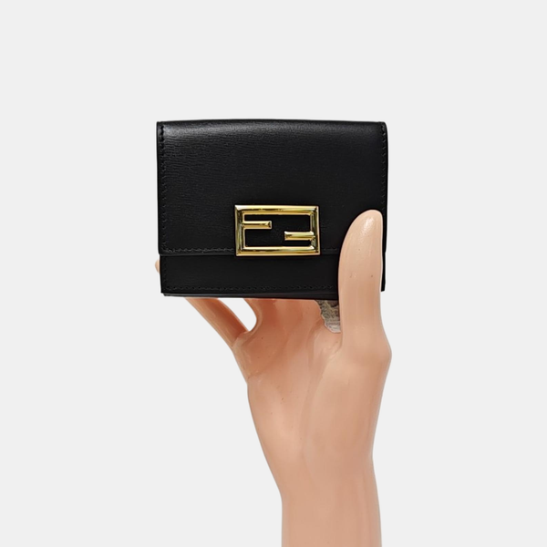 Trifold Calfskin Black Wallet