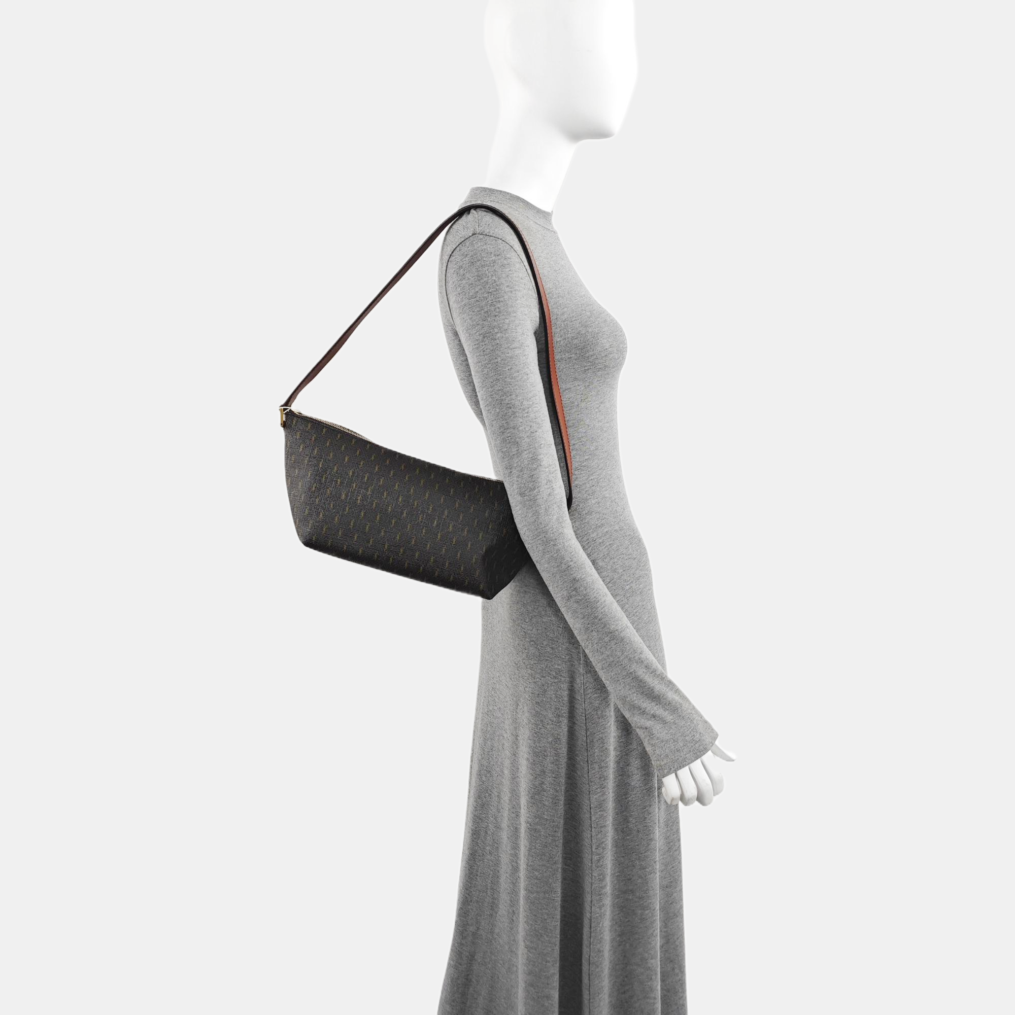 Coated Canvas Shoulder Bag Brown