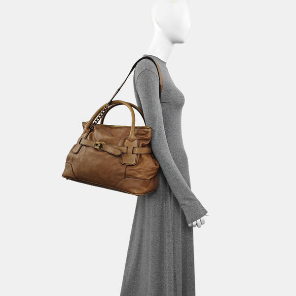 Calfskin Shoulder Bag Brown