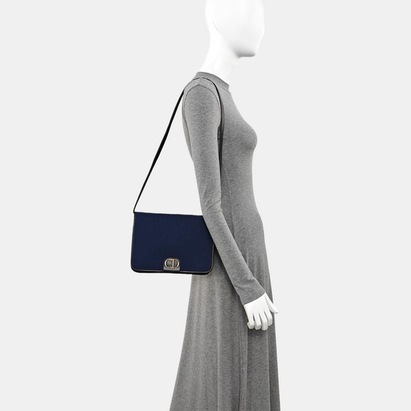 Oblique Canvas Shoulder Bag Blue