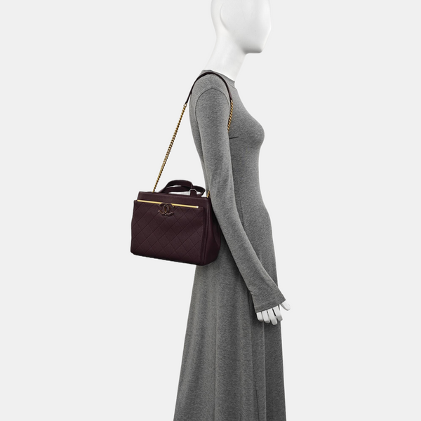Quilted Grained Calfskin Shoulder Bag Red
