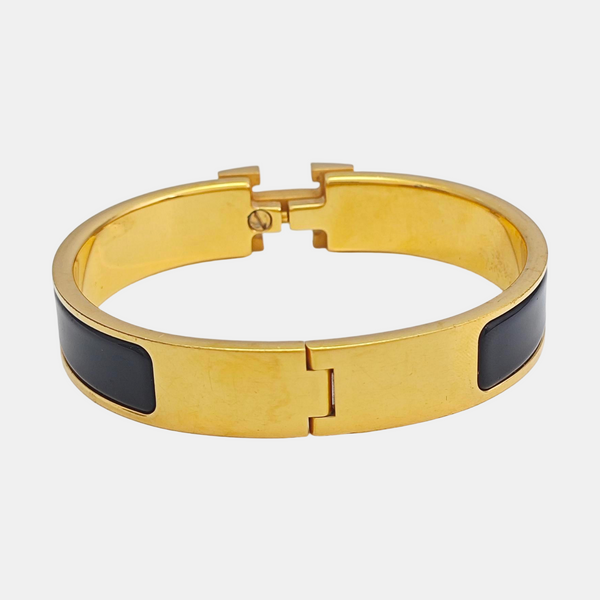 Clic H Metal Black Bangle