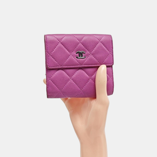 Quilted Lambskin Wallet Purple