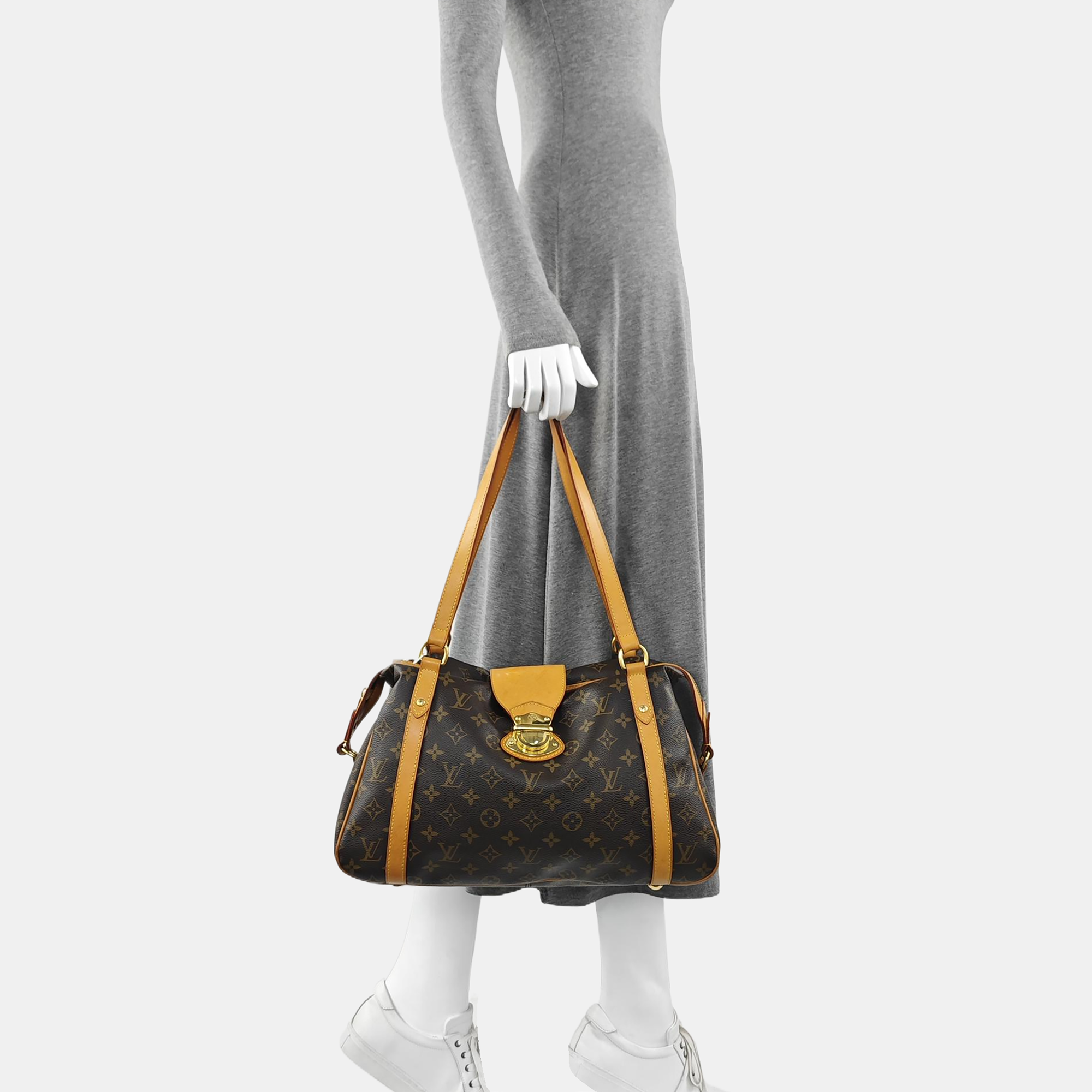 STRESA Monogram Coated Canvas Brown