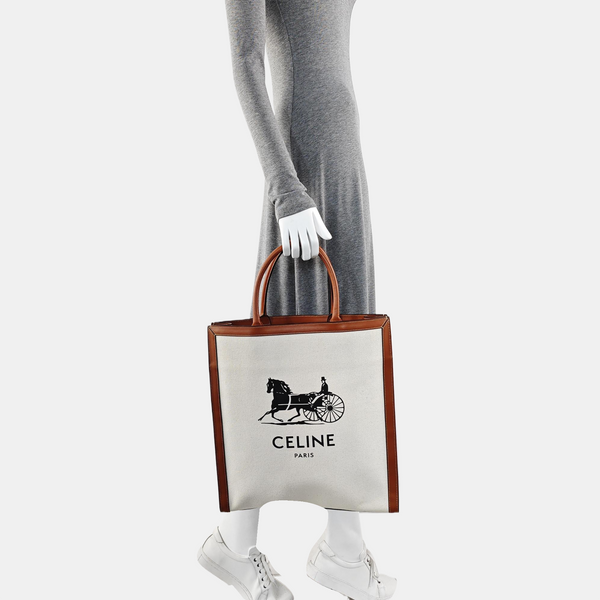 Authenticated pre-owned  CABAS CELINE Medium Canvas Beige - Top Handle Bag at Looply