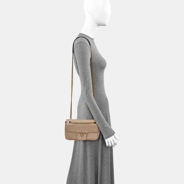 Saffiano Calfskin Shoulder Bag Brown