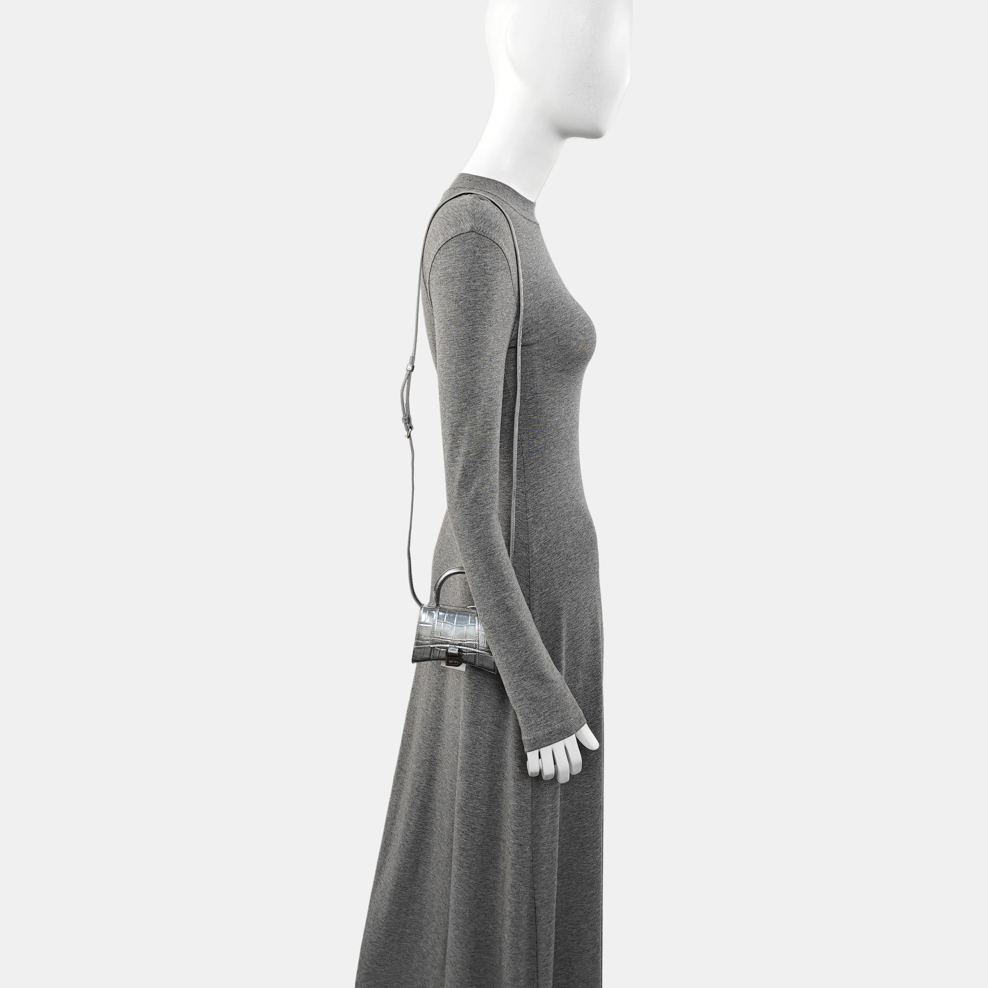 Hourglass Mini Calfskin Silver