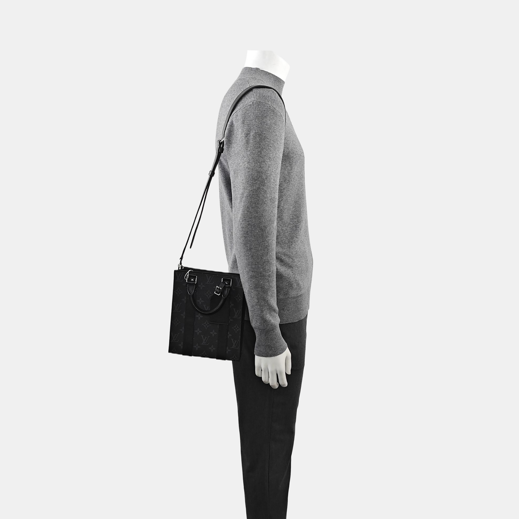 SAC PLAT Monogram Coated Canvas Black