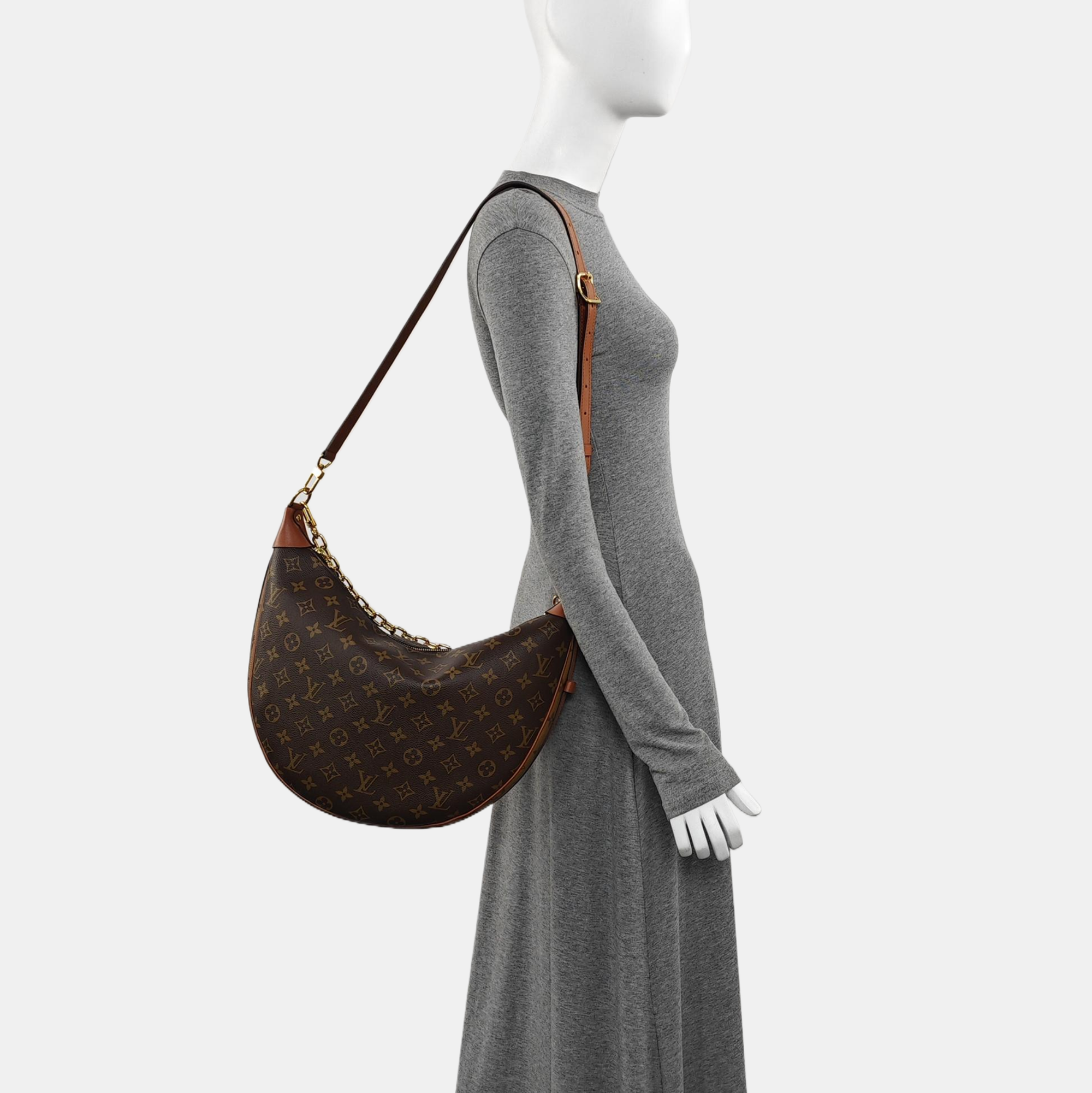LOOP HOBO Monogram Coated Canvas Brown