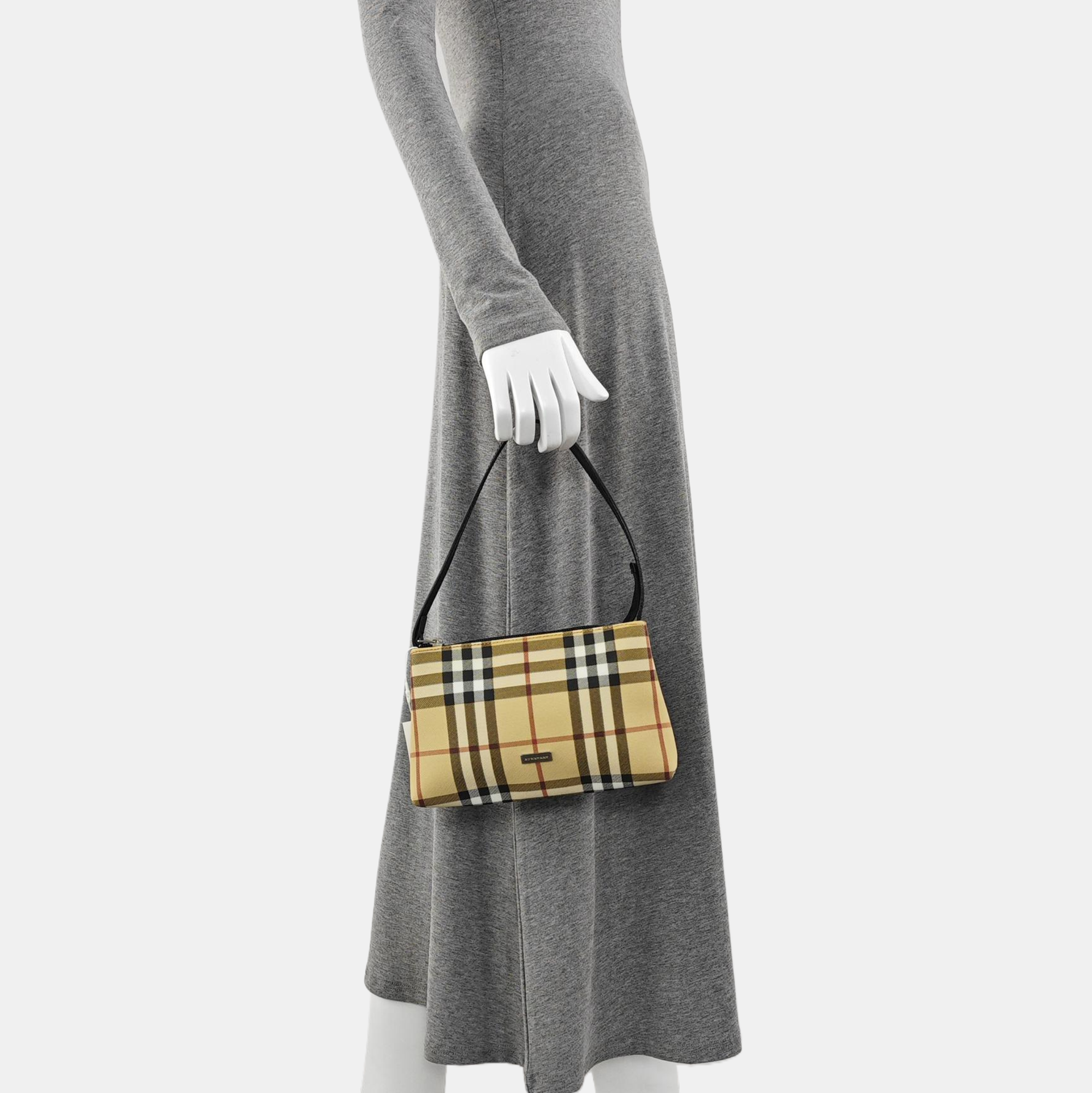 Coated Canvas Top Handle Bag Beige