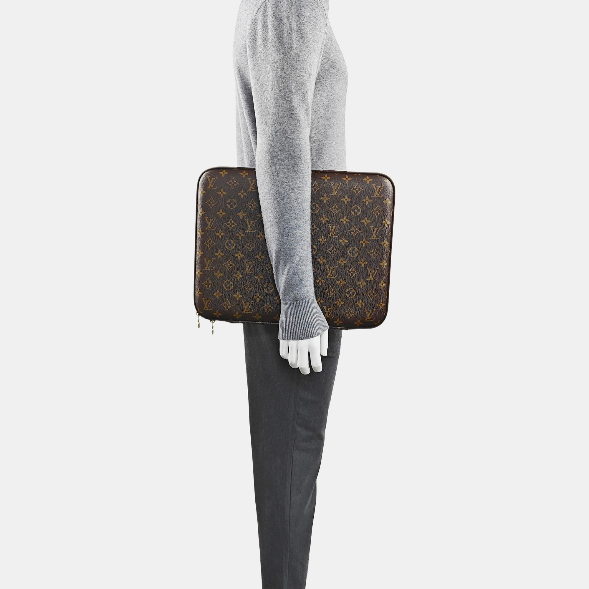 SLEEVE Monogram Coated Canvas Brown