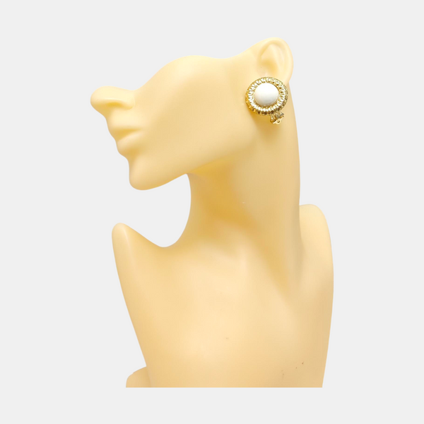 Metal White Clip On Earrings