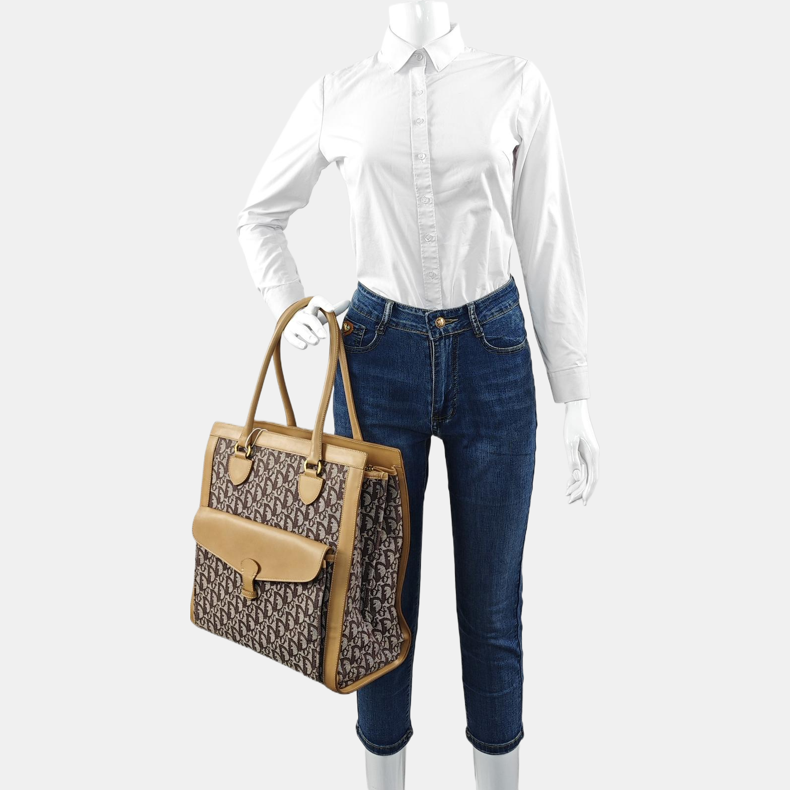 Oblique Canvas Tote Bag Multicolor