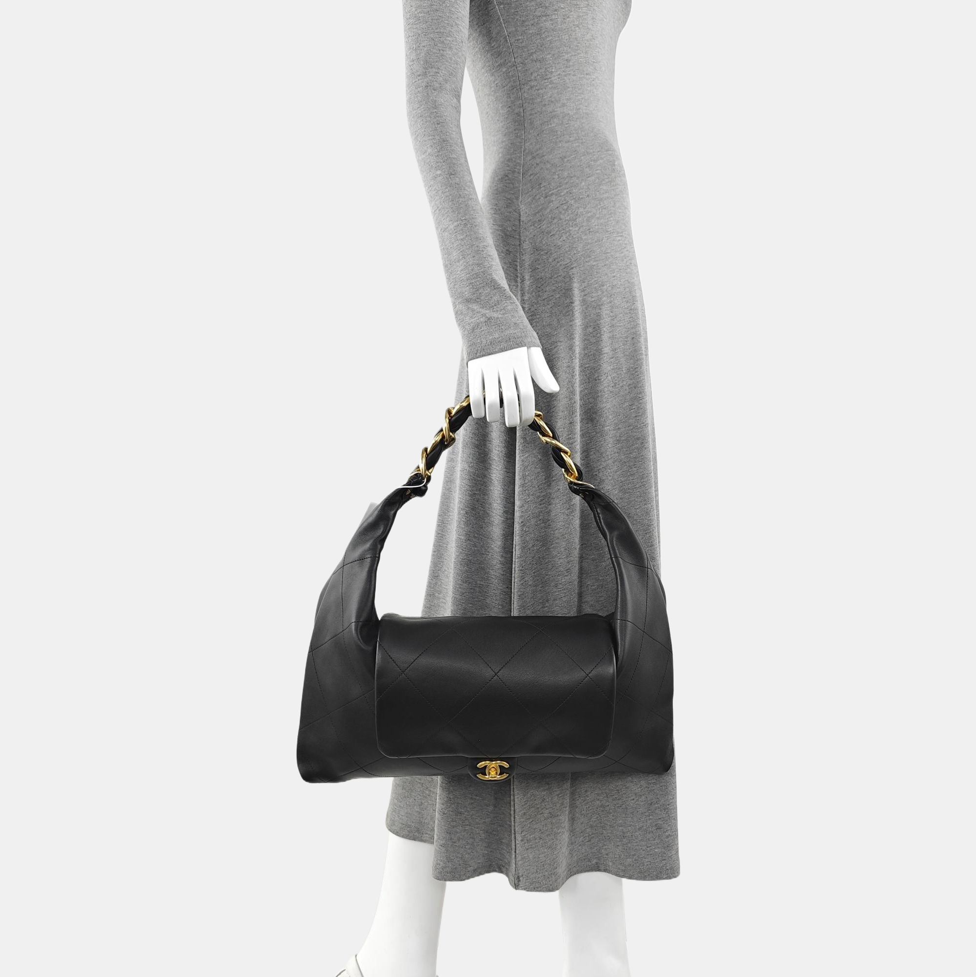 Quilted Calfskin Top Handle Bag Black