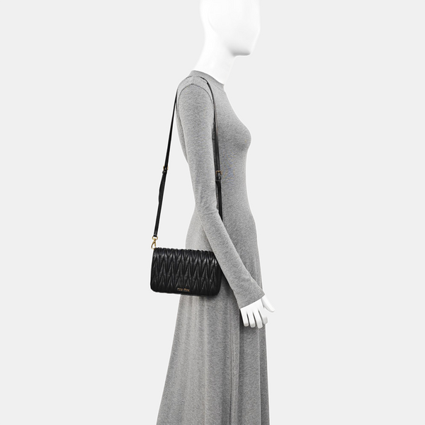 Quilted Lambskin Shoulder Bag Black