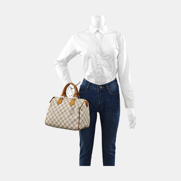 SPEEDY 25 Damier Azur Coated Canvas White
