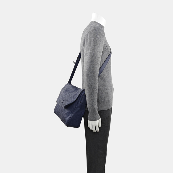 Monogram Calfskin Shoulder Bag Blue
