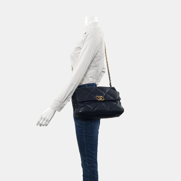 CHANEL 19 Large Quilted Lambskin Blue