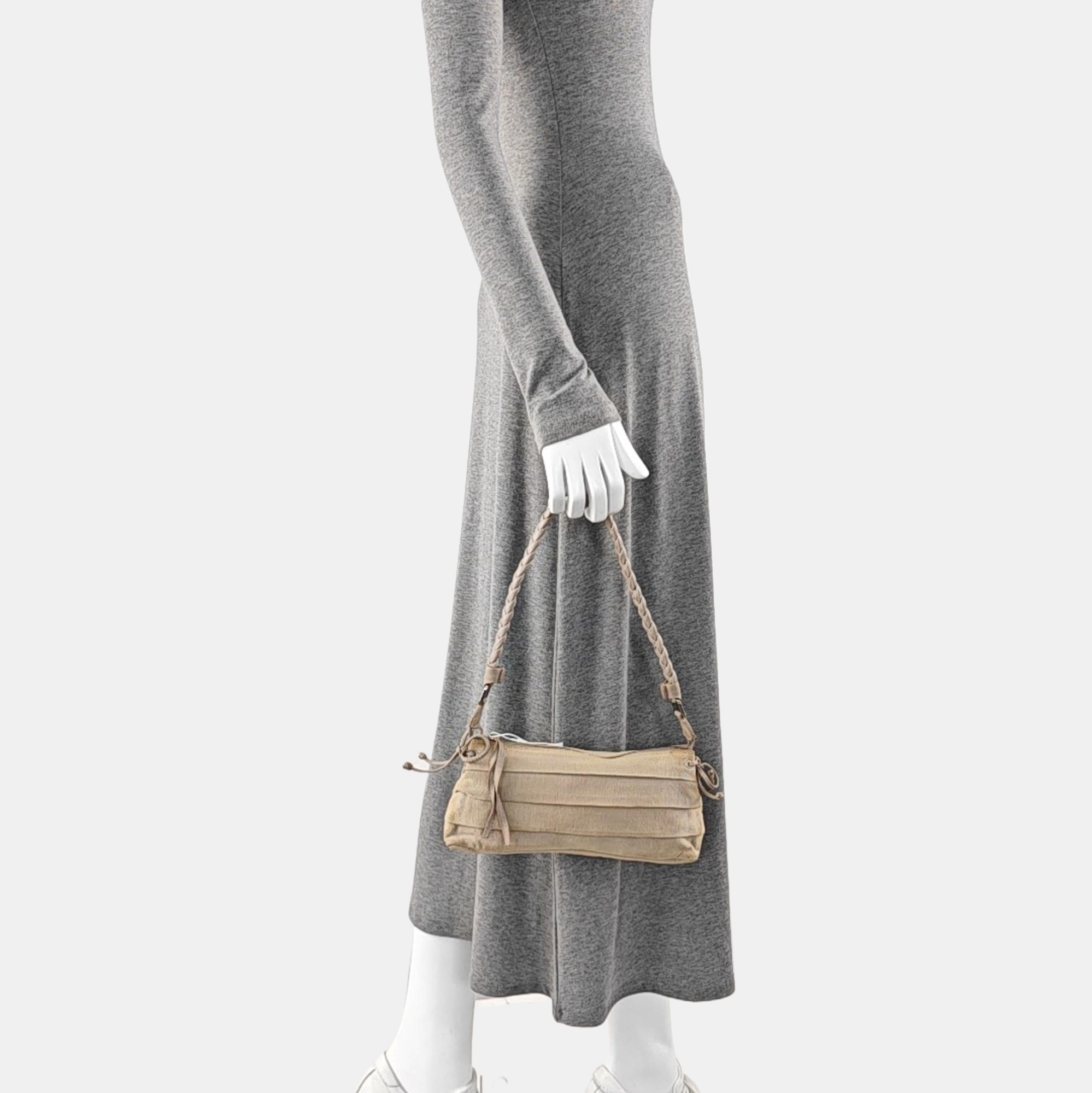 Nylon Top Handle Bag Beige