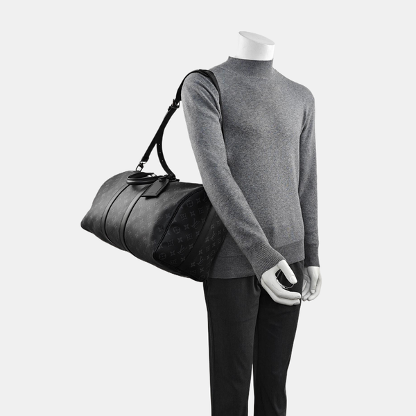 KEEPALL 45 Monogram Coated Canvas Black