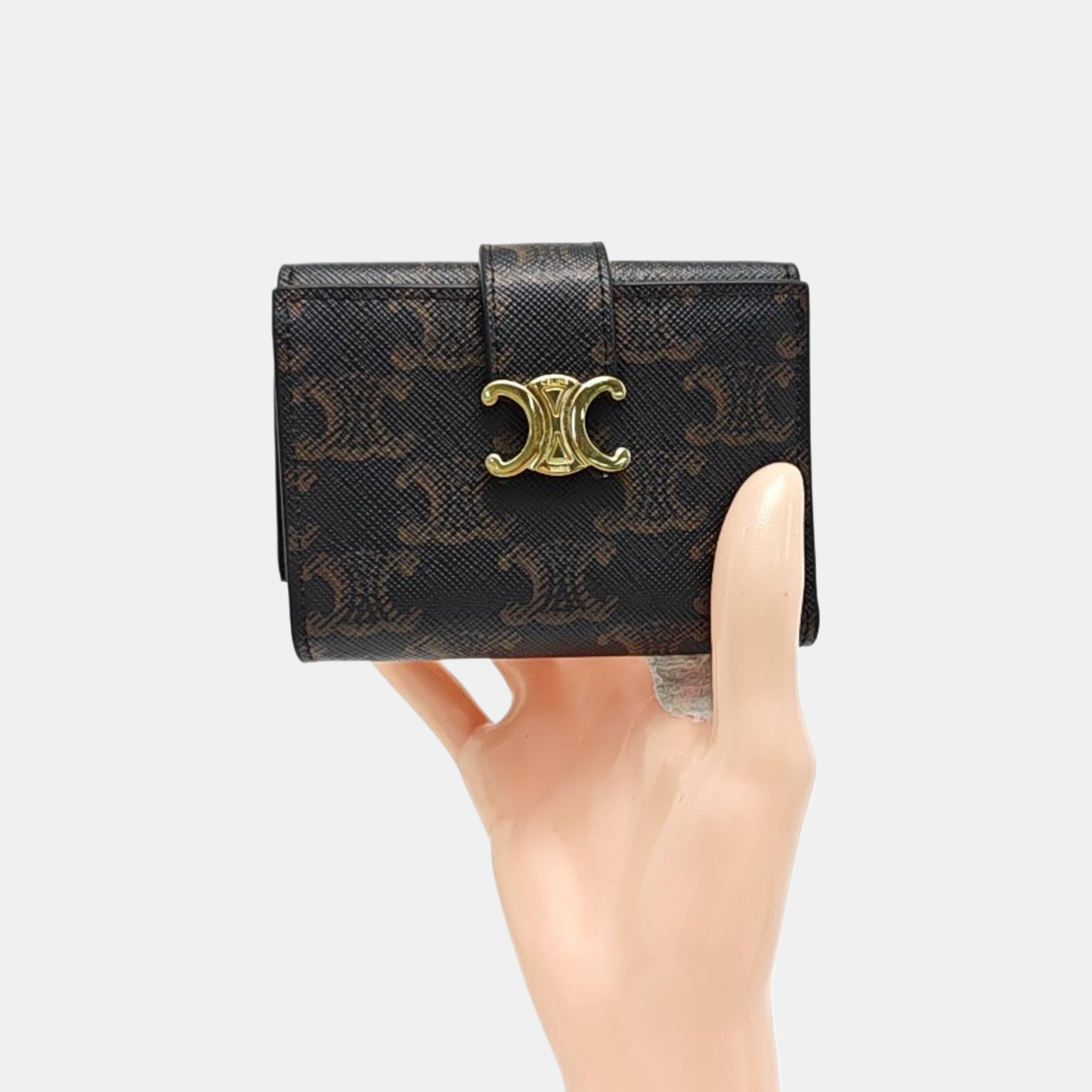 TRIOMPHE Mini Coated Canvas Black Card Holder