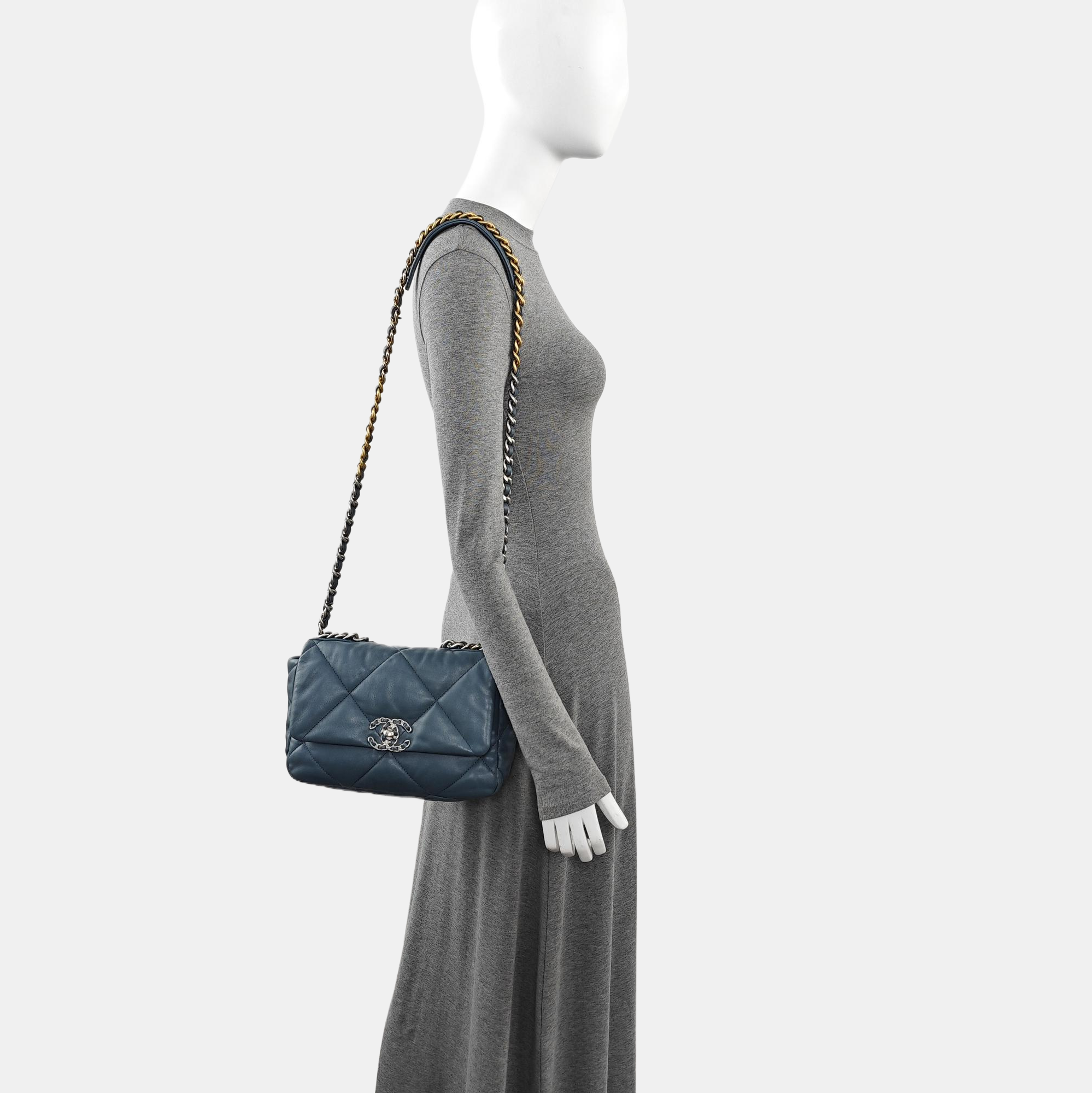 CHANEL 19 Small Quilted Lambskin Blue