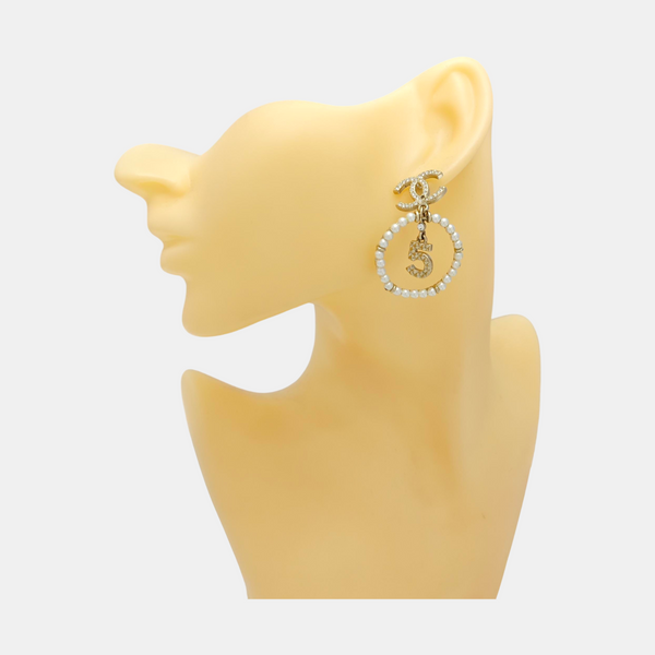 CC Logo Metal Gold Stud Earrings