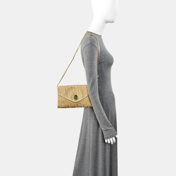 Oblique Canvas Shoulder Bag Brown