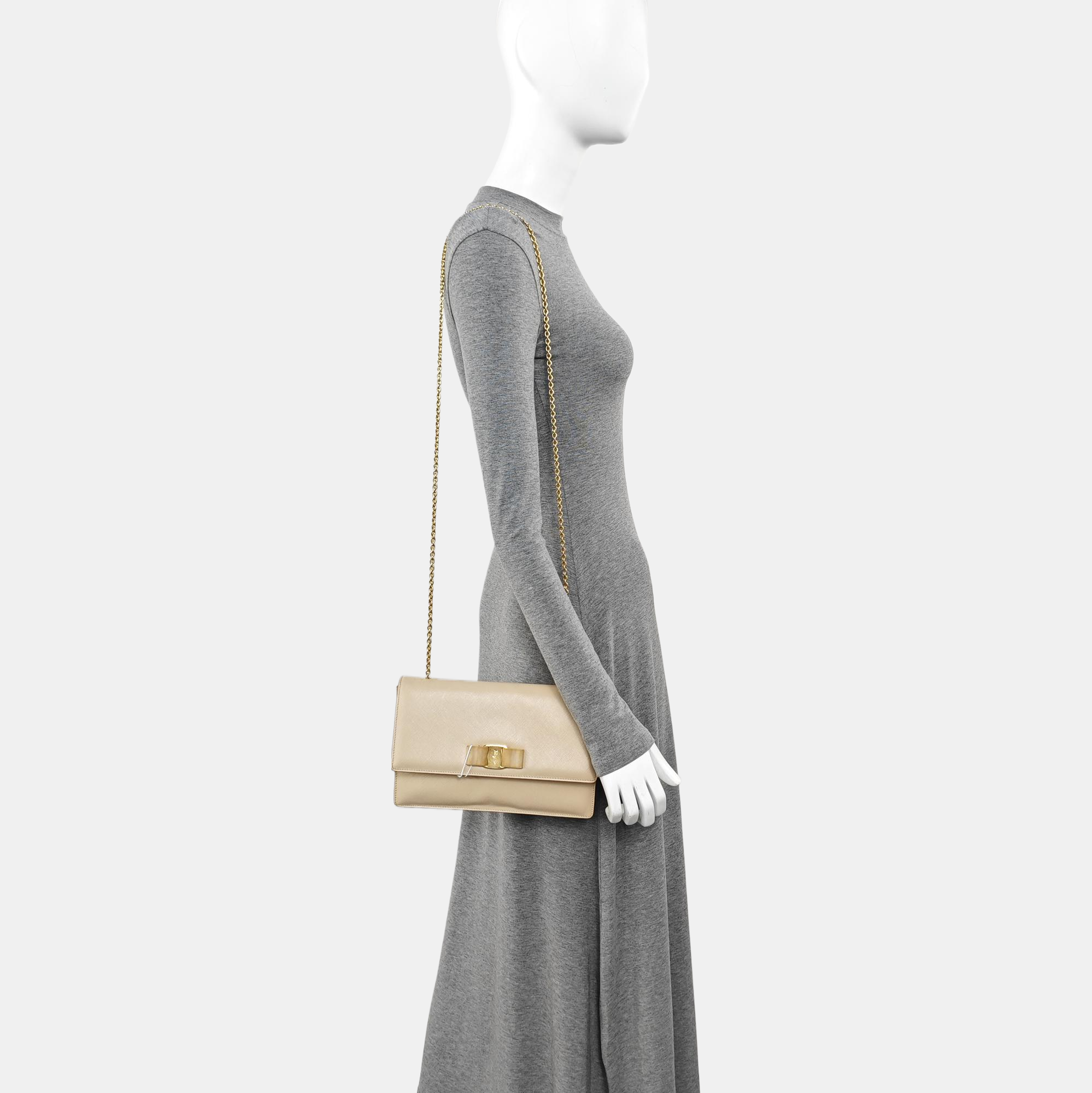 Calfskin Shoulder Bag Beige