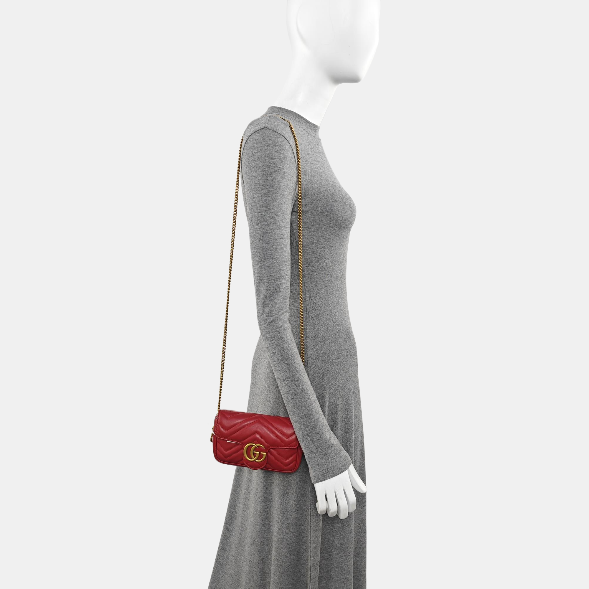 GG Marmont Mini Quilted Calfskin Red