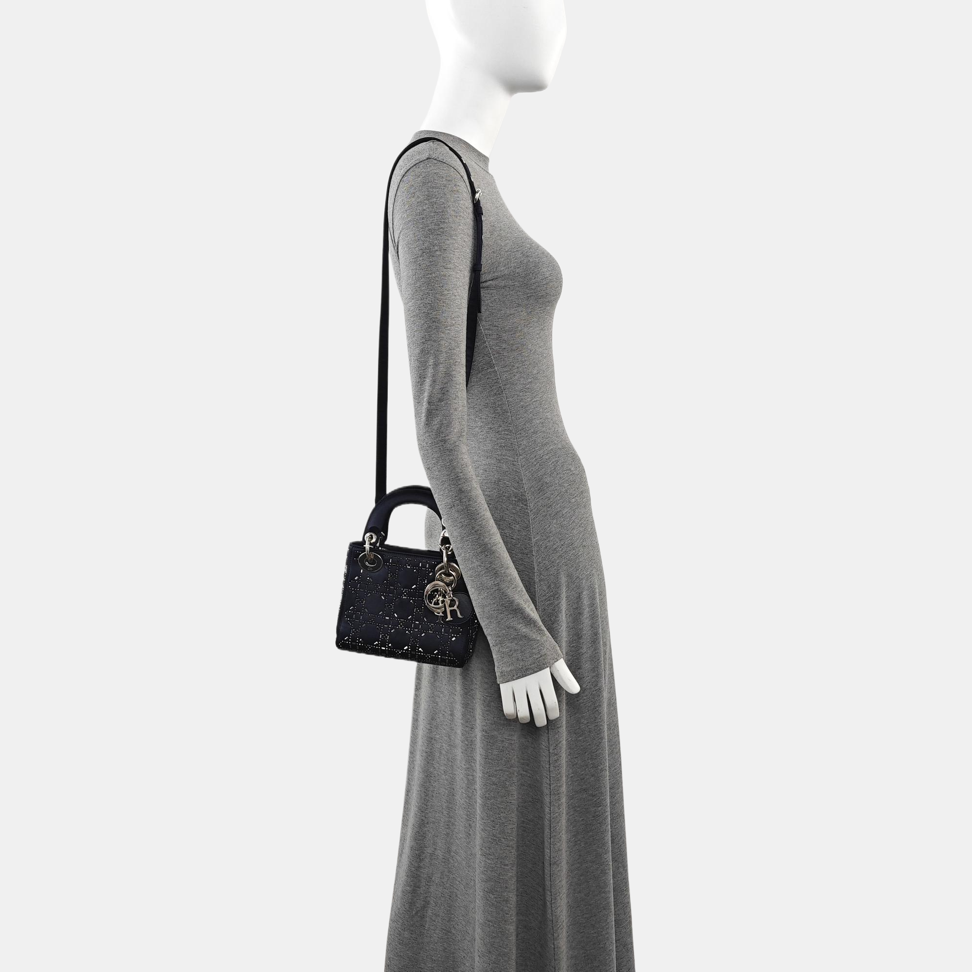 Lady Dior Mini Silk Satin Blue