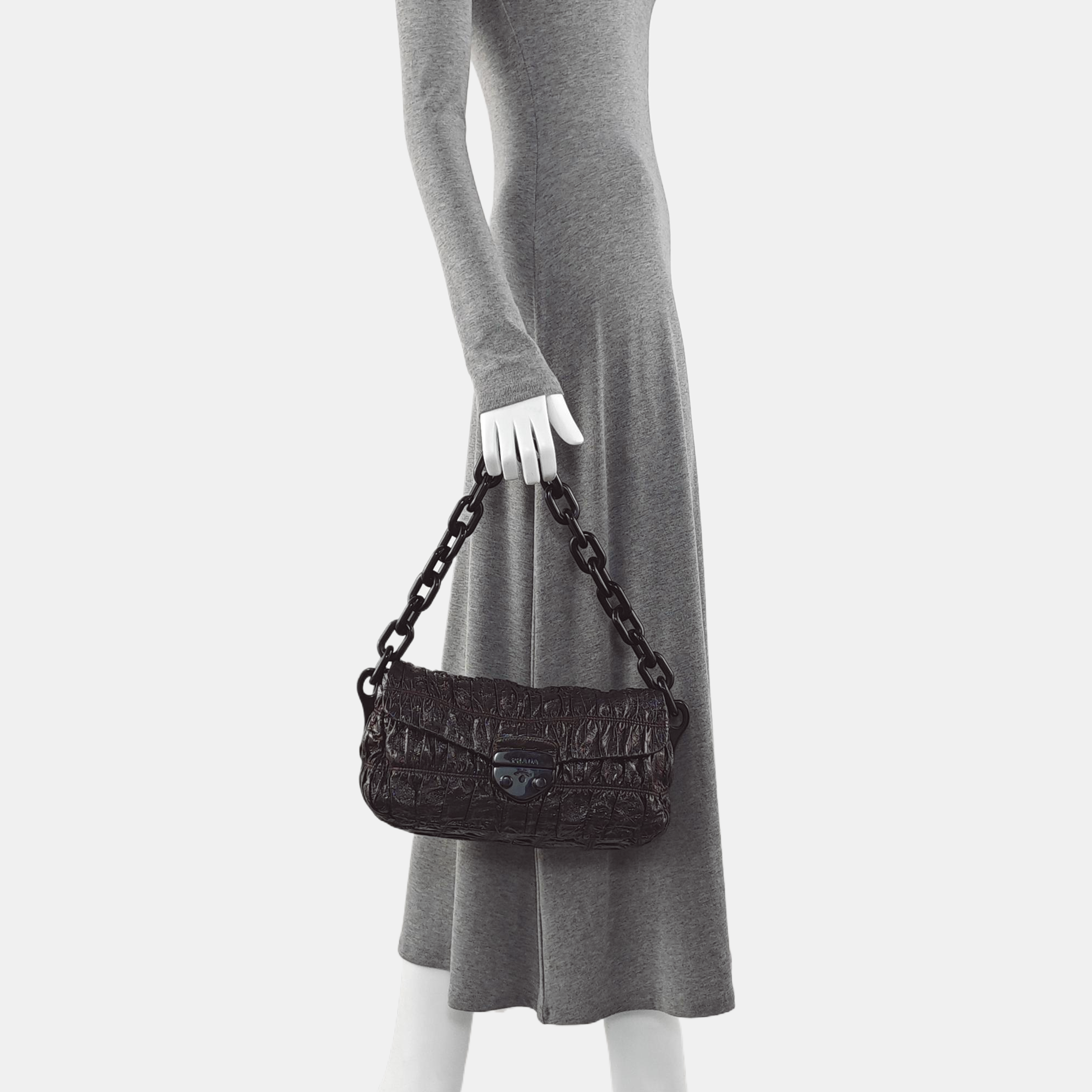 Quilted Lambskin Shoulder Bag Brown