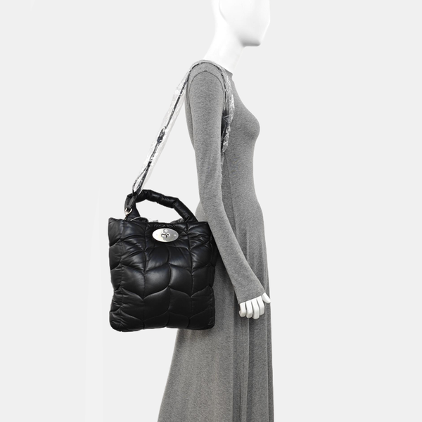 Quilted Leather Top Handle Bag Black