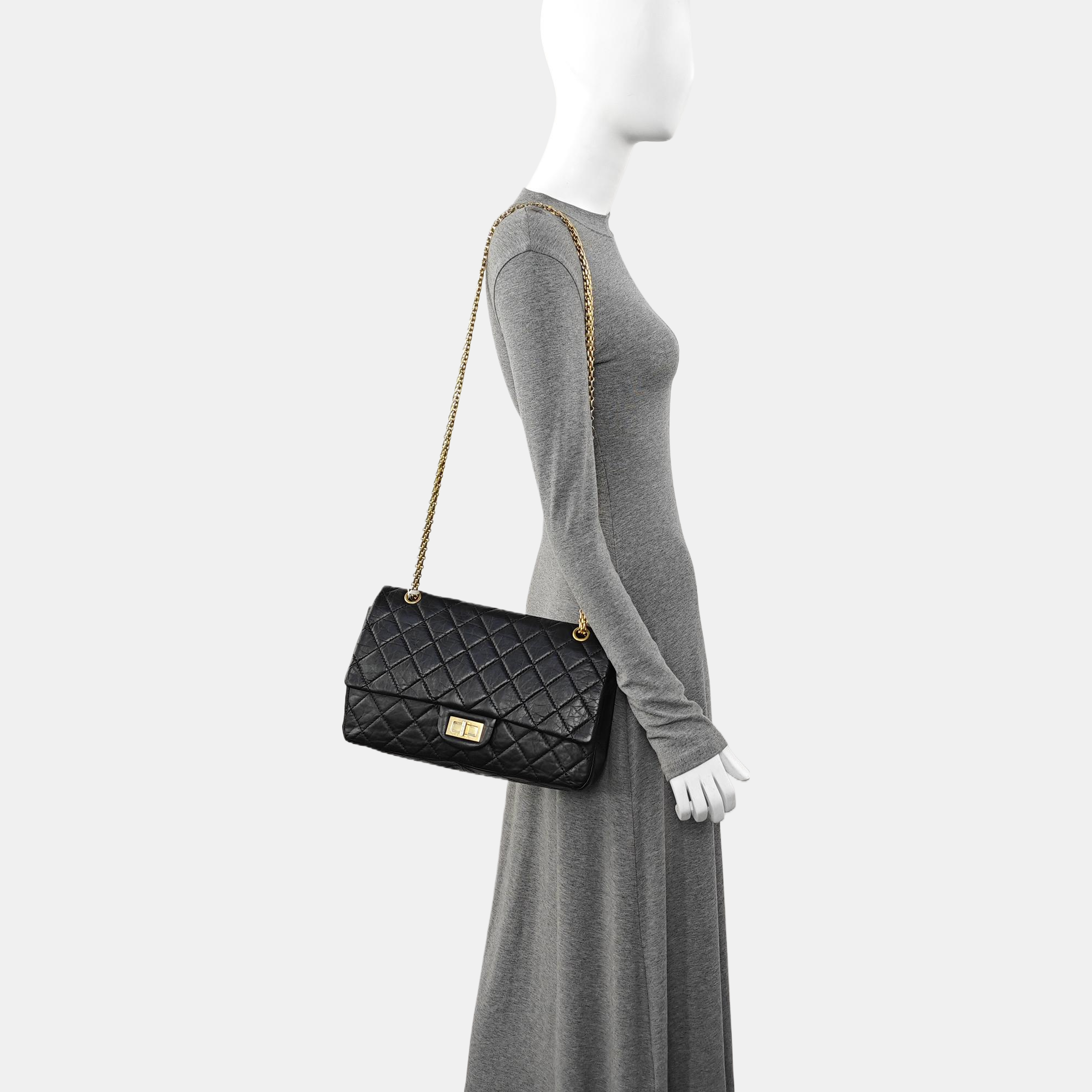 2.55 Maxi Quilted Calfskin Black