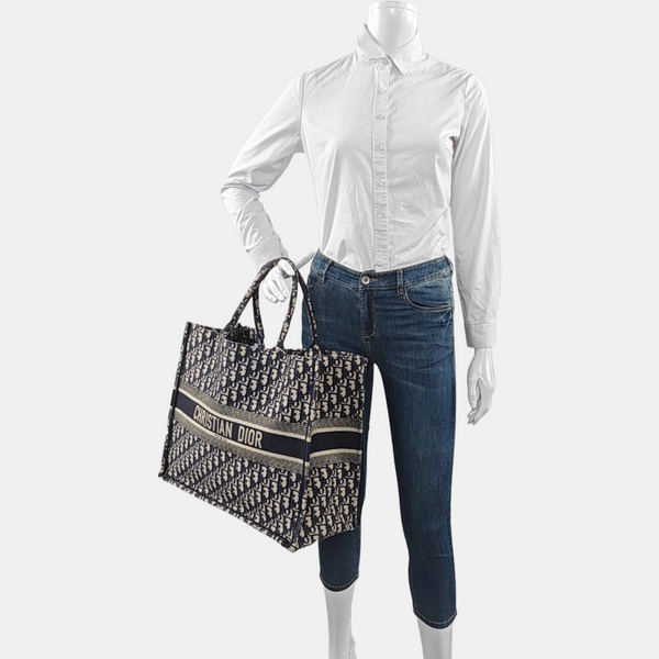 Book Tote Large Oblique Canvas Blue