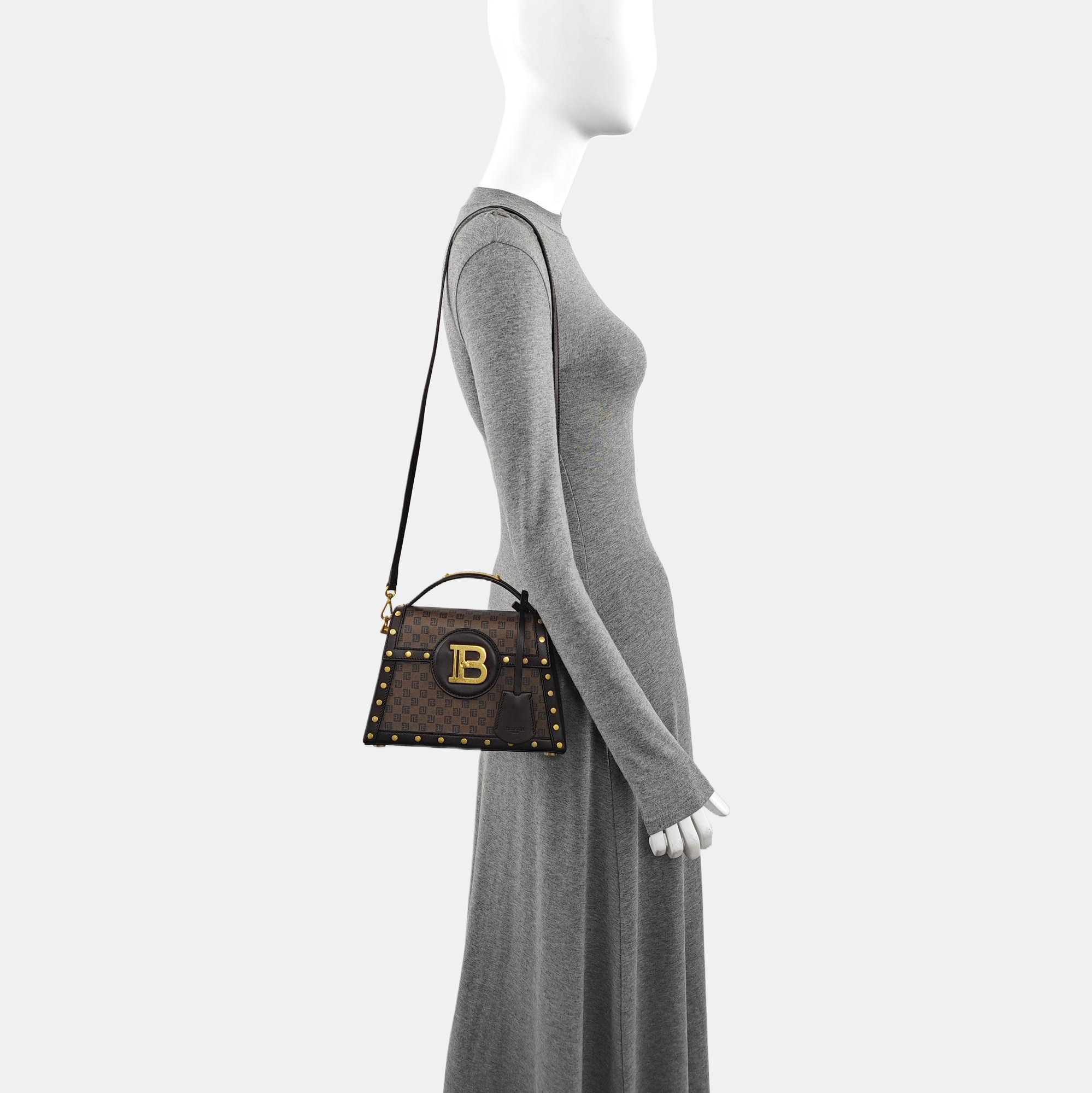 Coated Canvas Shoulder Bag Brown
