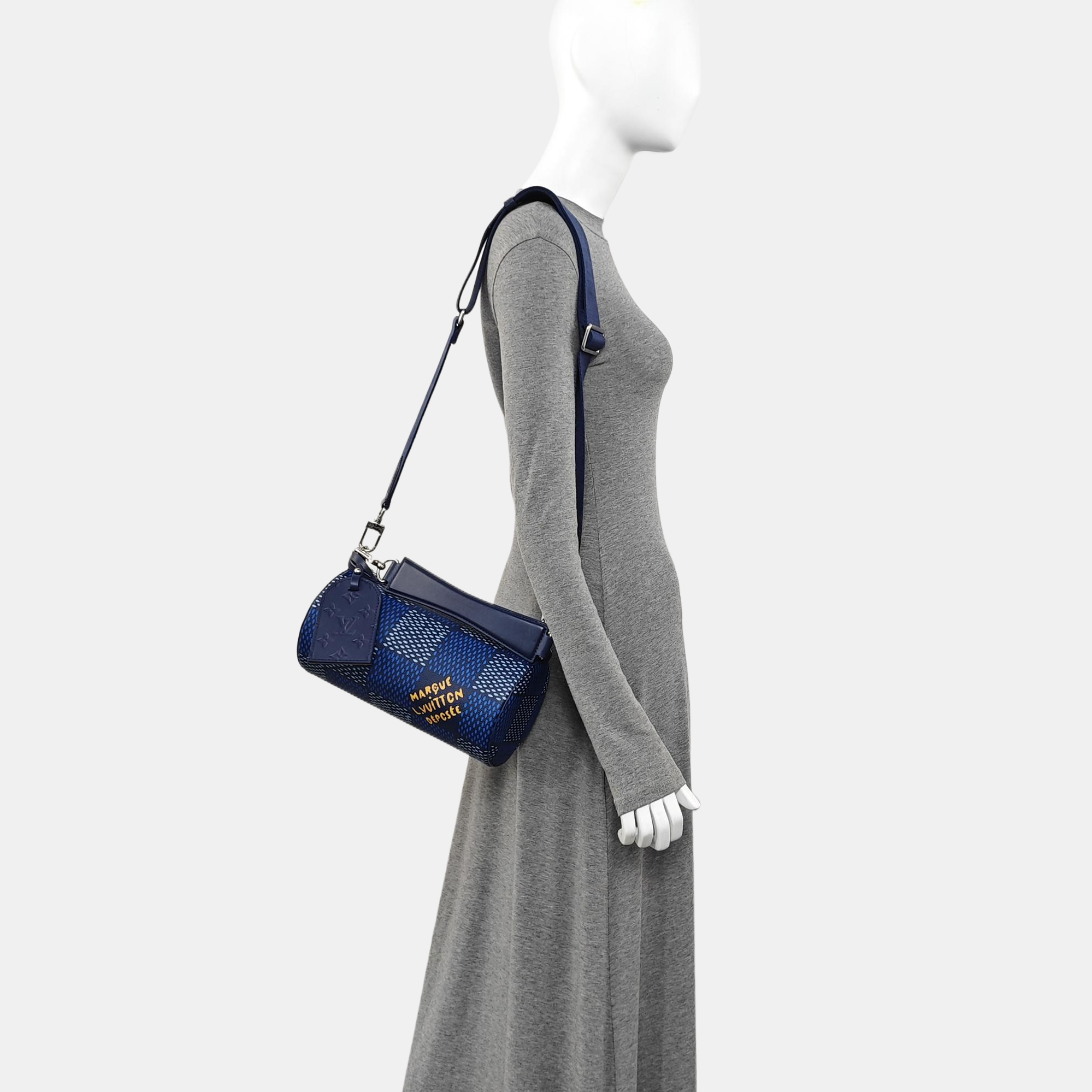 Coated Canvas Shoulder Bag PM Blue