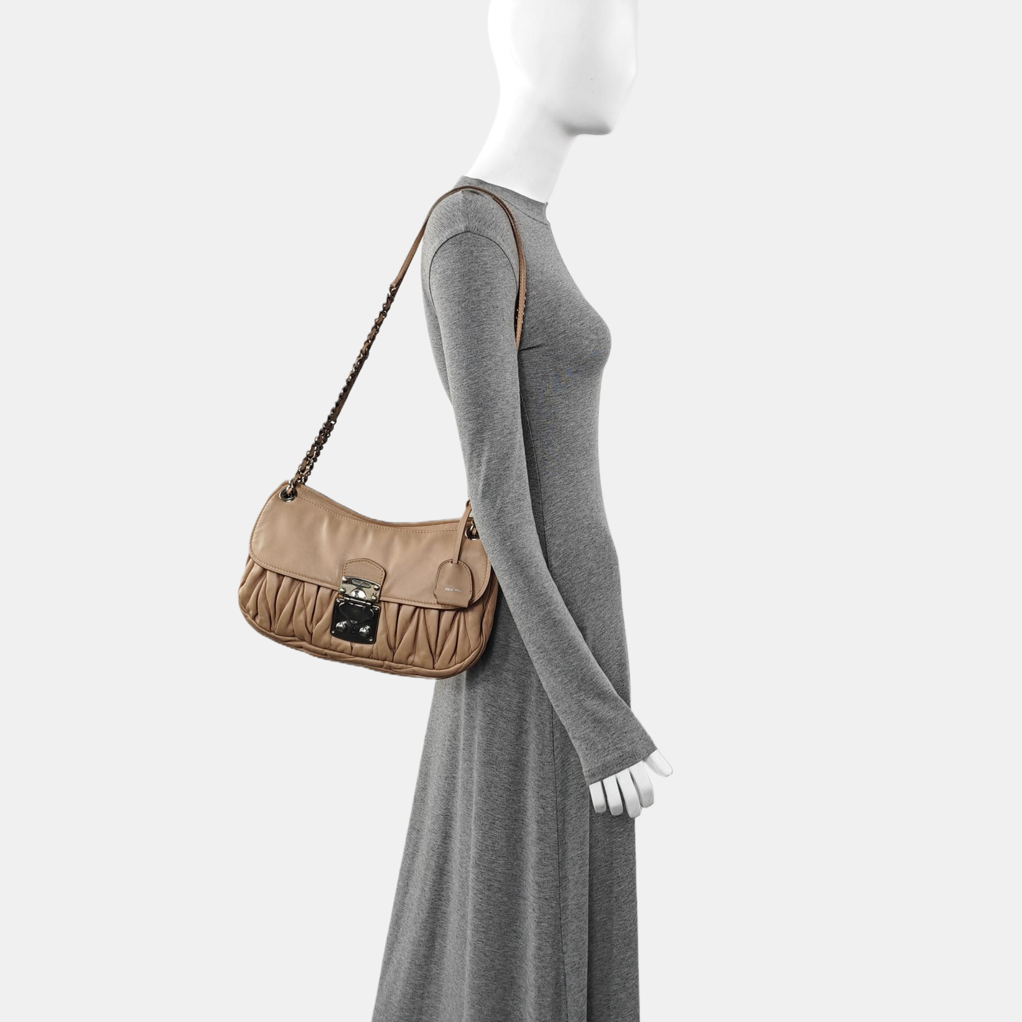 Lambskin Shoulder Bag Brown