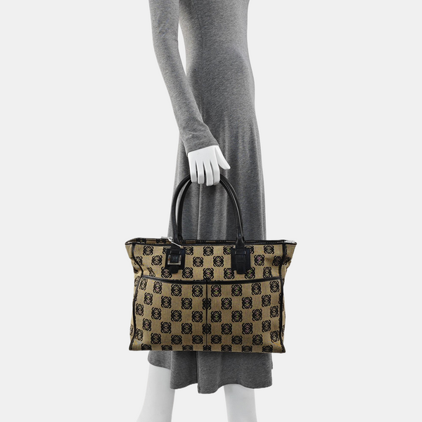 Monogram Canvas Tote Bag Beige